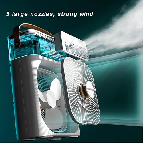 5 Hole Mist Humidifying USB Mini Fan With Lighting