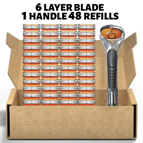 48-Pack Razor Blades with Handle Durable & Affordable Shaving Set