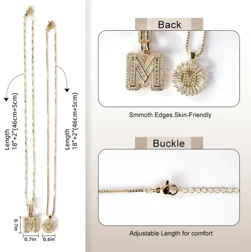 2-Piece Set: 14K Gold-Plated Initial Pendant Necklaces