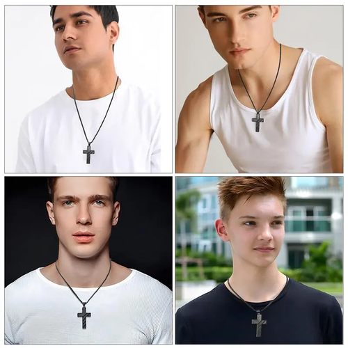 A cross necklace—a symbol of luck and happiness.