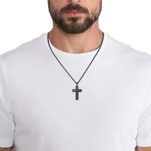A cross necklace—a symbol of luck and happiness.