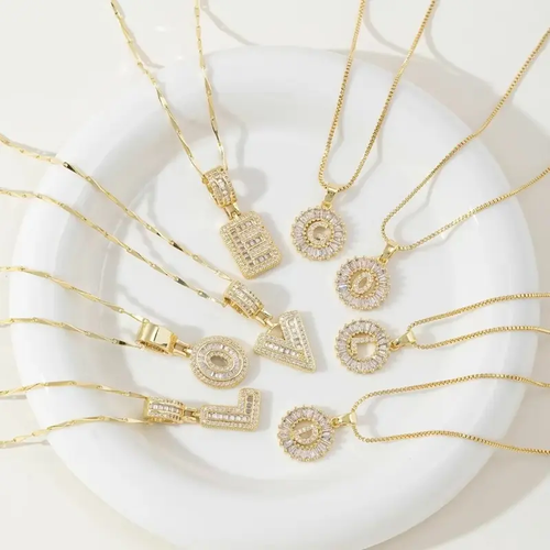 2-Piece Set: 14K Gold-Plated Initial Pendant Necklaces