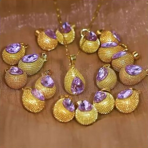 New style purple zircon teardrop necklace for women