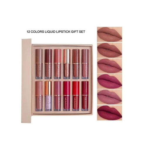 12 Color Book Lipgloss Set Vegan Organic Non-Stick Cup Waterproof Velvet Matte Liquid Lipstick