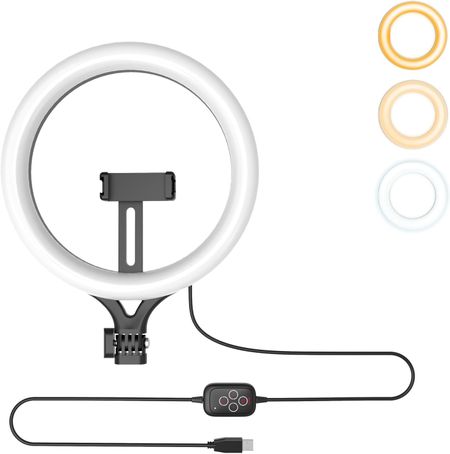 10-Ring Light Replacement Kit – USB Switch, Phone Holder, 1-4 Screw (No Stand)