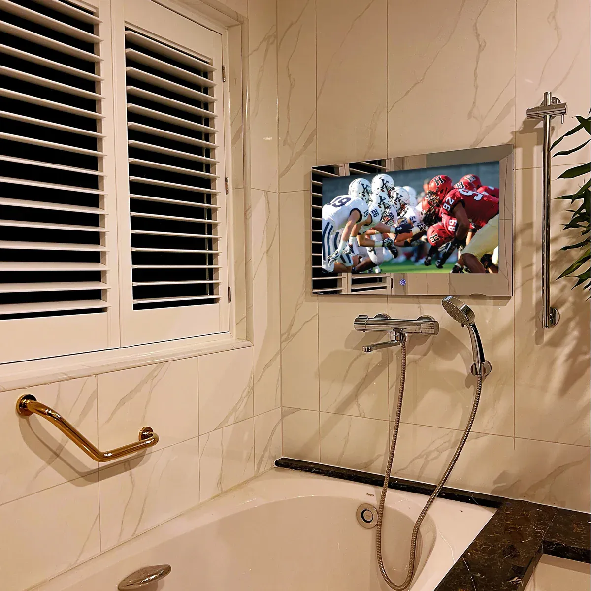 Youryoke bathroom shower bathtub smart Touch Screen mirror TV waterproof IP66