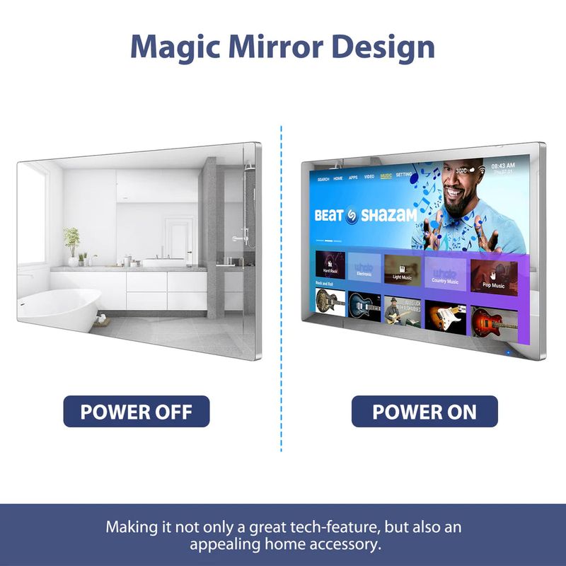 Youryoke TouchScreen waterproof bathroom smart rounded corner TV