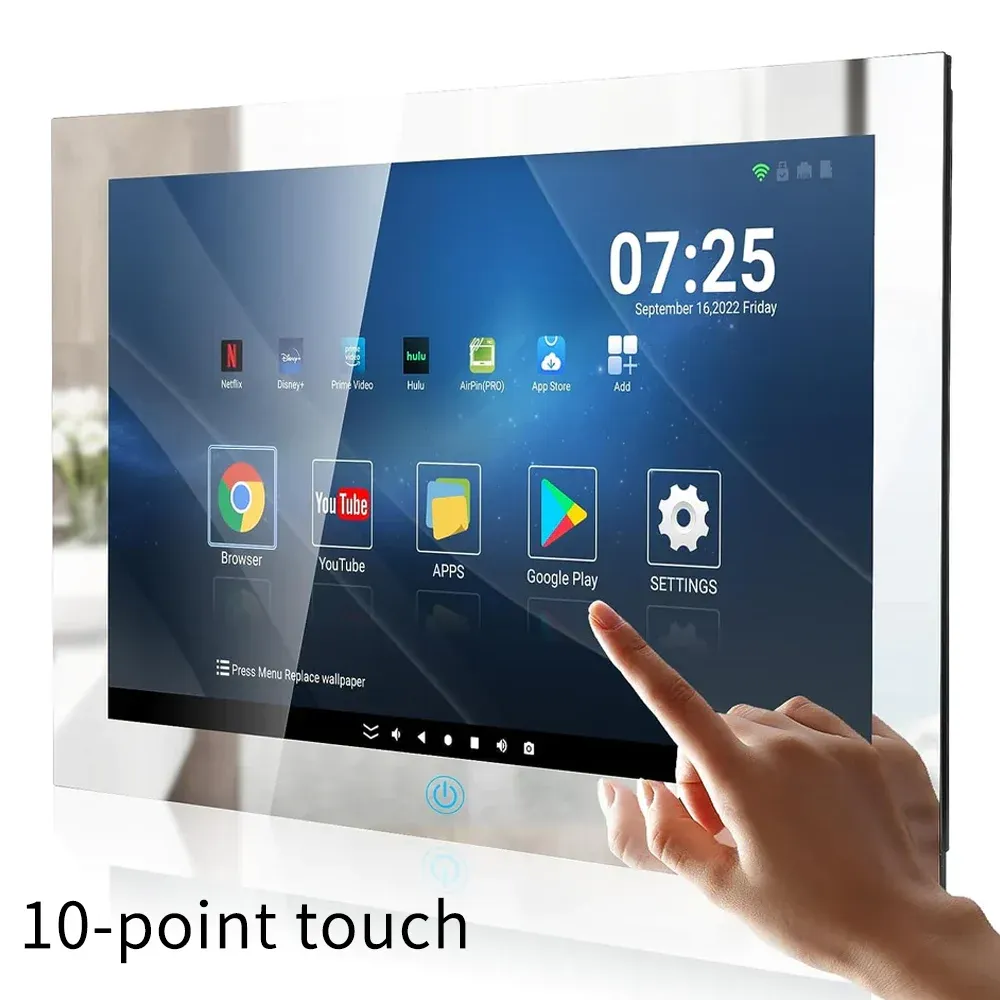 Youryoke bathroom shower bathtub smart Touch Screen mirror TV waterproof IP66