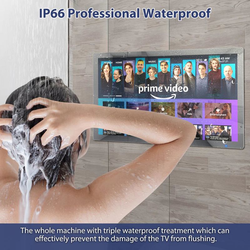 Youryoke TouchScreen waterproof bathroom smart rounded corner TV
