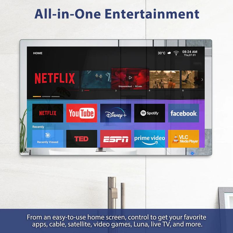 Youryoke TouchScreen waterproof bathroom smart rounded corner TV