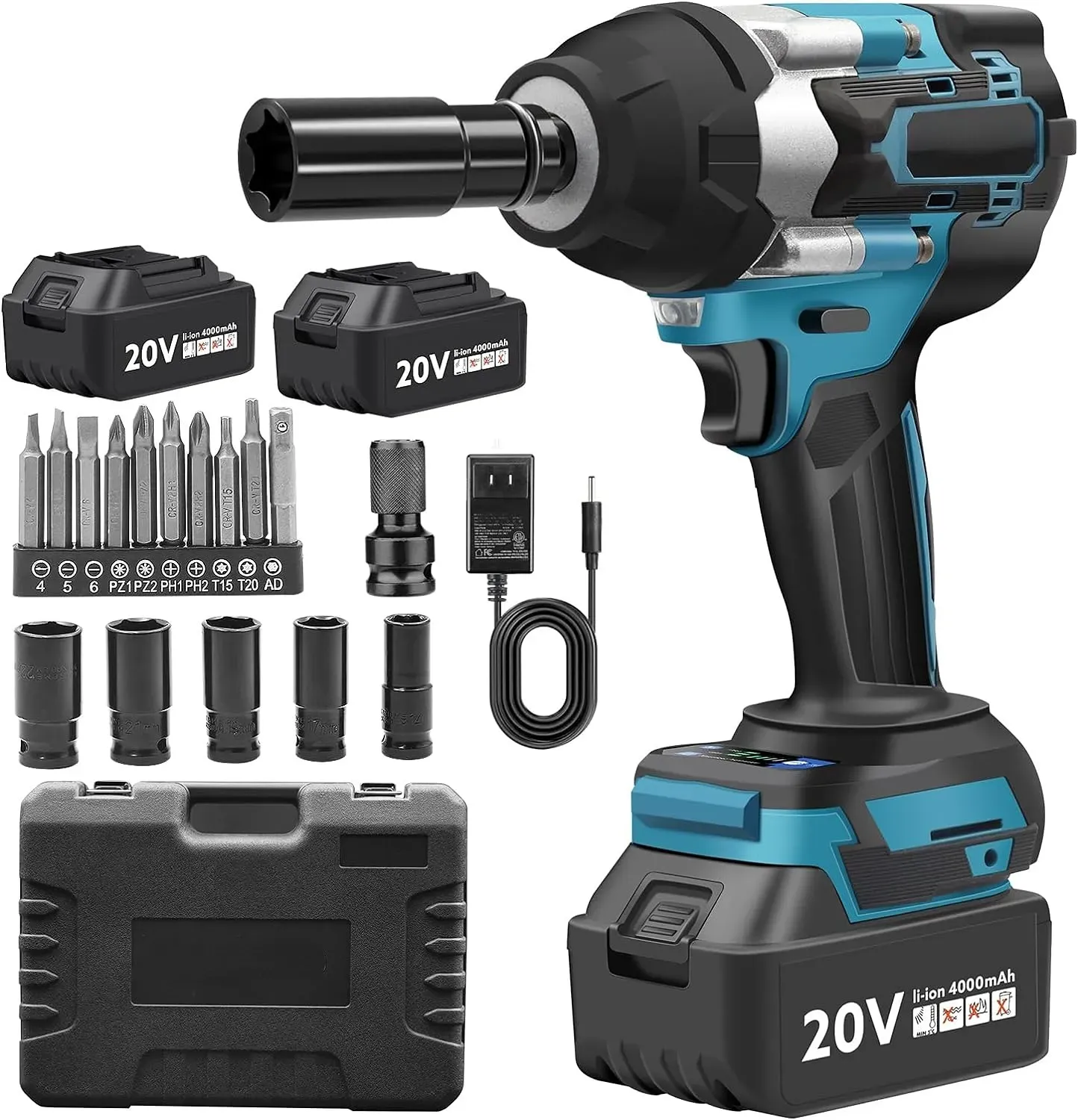 🔥Cordless impact wrench, 1·2-inch brushless 20V impact gun 443 ft lb (600 nm)