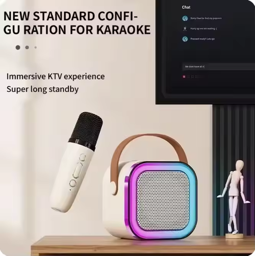 Wireless Karaoke Speaker Bluetooth Microphone K12 Home KTV Karaoke Machine RGB Light Portable Mini Bluetooth Speaker