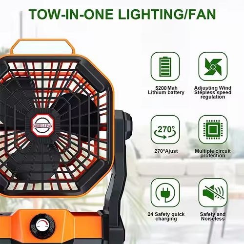 💨8-inch Portable Cordless Rechargeable Fan Outdoor Camping Cooling Fan