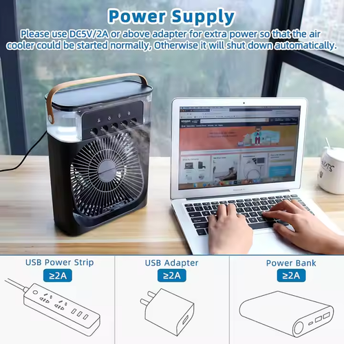 💦Mini Frost Fan Portable Air Conditioner AC Cooler Humidifier💦black color