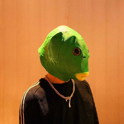 🤩Hot Selling Role Play Carnival Party Masks Masquerade Green Fish Latex Halloween Animal Headwear