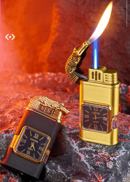 🔥Crocodile Pattern Windproof Inflatable Multi-Functional Lighter with Dial Jet Flame Torch🔥