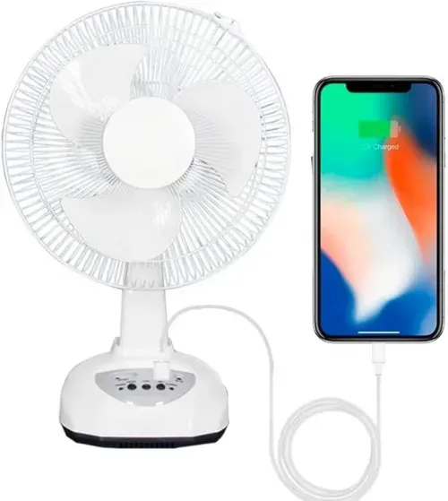 Nuevo ventilador recargable con panel solar, puerto USB, luz LED