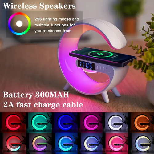 ⭐Bluetooth speaker, colorful light strip, alarm clock, desktop, multi-functional wireless charging