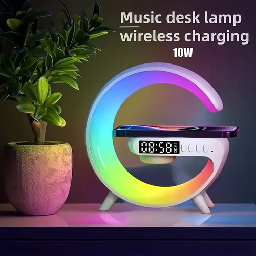 ⭐Bluetooth speaker, colorful light strip, alarm clock, desktop, multi-functional wireless charging