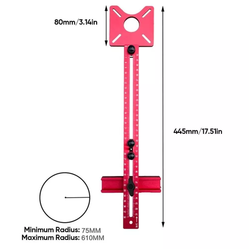 ⭐Aluminum alloy woodworking circular mill for trimming edge milling circular positioning ruler circular hole slot positioner with back-up tool