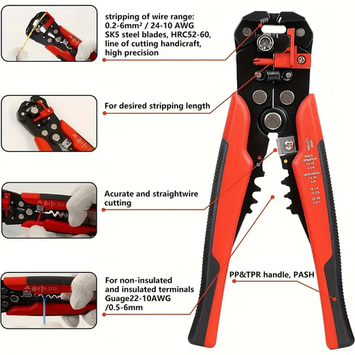 ⭐Wire stripper for electricians Plucking wire and cutting wire stripping domestic pickling network cable pliers Cutting wire automatic cable stripping pliers