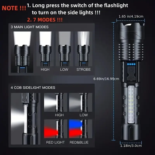⭐Super powerful rechargeable LED flashlight Floodlight  portable