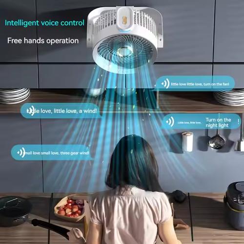 ⭐New air circulation big wind fan with Bluetooth voice control