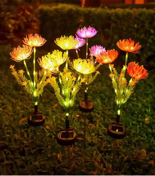 ⭐Outdoor Solar Flower Light, waterproof, pink LED garden pole, decorative solar path light, IP65 waterproof, ABS material, with electronic components, suitable for patio and garden decoration