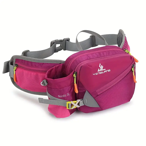 ⭐Multifunctional running Fanny pack with water bottle holder - durable nylon, zippered compartment for outdoor hiking and marathon gear, available in a variety of colors, hiking accessories