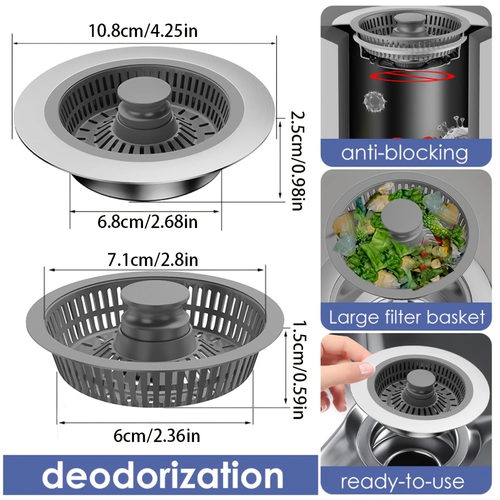 ⭐3 in 1 stainless steel kitchen sink filter