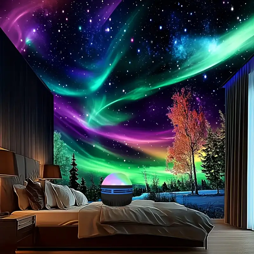 ⭐Aurora Projector, Northern Lights projector with remote control, compact nightlight projector for bedroom, ceiling or party setting atmosphere