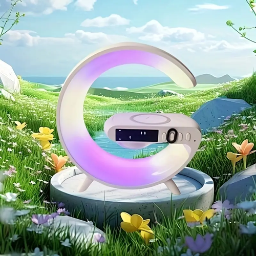 ⭐Bluetooth speaker, colorful light strip, alarm clock, desktop, multi-functional wireless charging