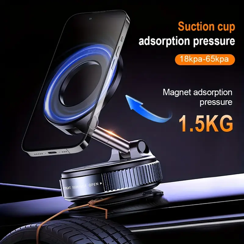 ⭐2025 New Magsafe magnetic mobile phone stand Vacuum sucker strong magnetic adsorption folding car mobile phone stand