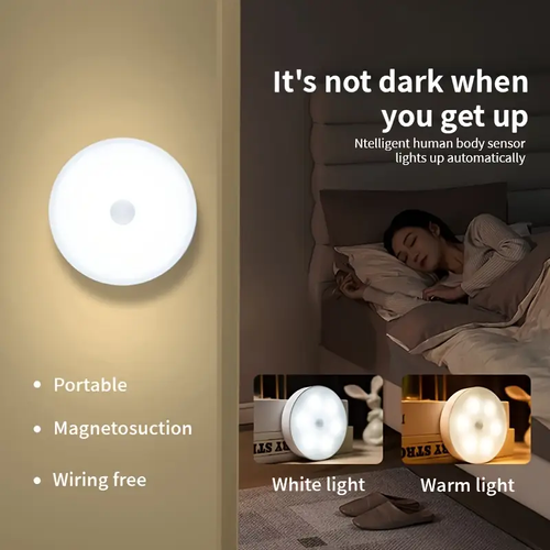 ⭐Intelligent sensing human body night light wireless USB charging creative bedside bedroom cabinet aisle eye protection night light