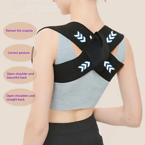 ⭐Posture corrector back support strap, adjustable polyester shoulder strap for posture improvement, non-electric back stretching training aid, suitable for sports and daily use