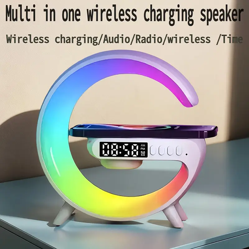 ⭐Bluetooth speaker, colorful light strip, alarm clock, desktop, multi-functional wireless charging