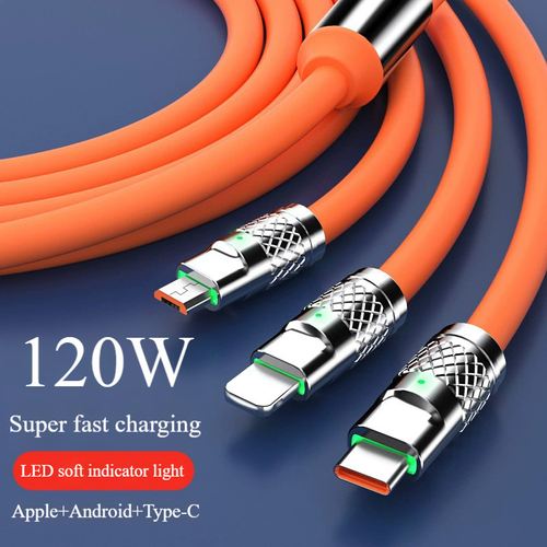 ⭐Data cable Three-in-one charging cable One drag three 120W super fast charging cable