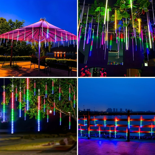 💡Solar Meteor Shower Light Water droplets icicles snow falling raindrops Waterfall light is suitable for garden wedding parties
