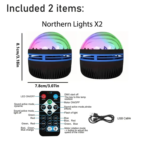 ⭐Aurora Projector, Northern Lights projector with remote control, compact nightlight projector for bedroom, ceiling or party setting atmosphere