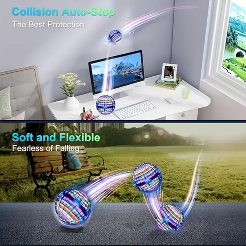 🪐Flying ball Polgan 360° rotating LED light controller rotating manual flying spherical toy Magic Mini drone Spinner Student adult indoor and outdoor toys