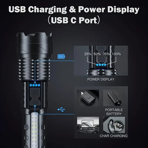 ⭐Super powerful rechargeable LED flashlight Floodlight  portable