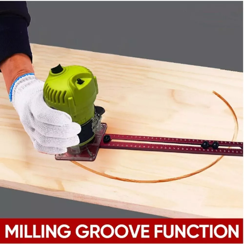 ⭐Aluminum alloy woodworking circular mill for trimming edge milling circular positioning ruler circular hole slot positioner with back-up tool