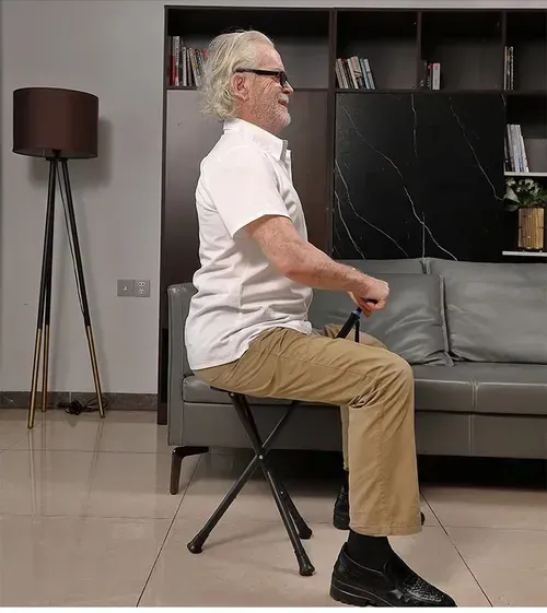 🔥Foldable Seat Cane, Adjustable Trekking Stick, Portable Lightweight Stick Chair, Aluminum Hiking Walking Canes for Seniors Adult