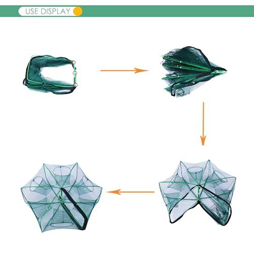 Foldable Bait Trap Fishing Net - Hand Cast Cage for Catching Fish Shrimp Crab Crawfish