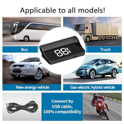 1 PC Car Heads Up Display, Universal High Definition Windshield Speedometer Projector, Car HUD Digital Speedometer, for Most Cars, Trucks, SUVs