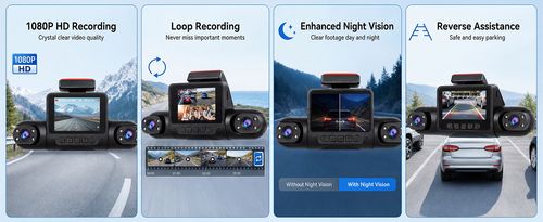 360 Degree View 4 Channel Dash Cam for Cars,Dash Cam Car Camera