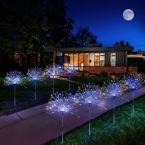 🔥Hot Seller🔥 COD！  Solar-Powered Firework Lights: LED Ground Stakes, Outdoor Waterproof, Garden and Courtyard Christmas Decorative Lights—Create a Luxurious, Atmospheric Ambiance
