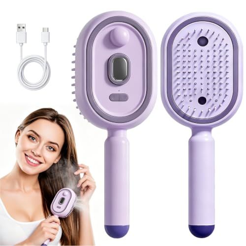 Electric Spray Air Cushion Massage Comb, Steam Brush for Hair, 3-in-1 Electric Spray Hair Brush for Detangling, Anti-Frizz, Scalp Care & Hydration, Wet-Dry Use