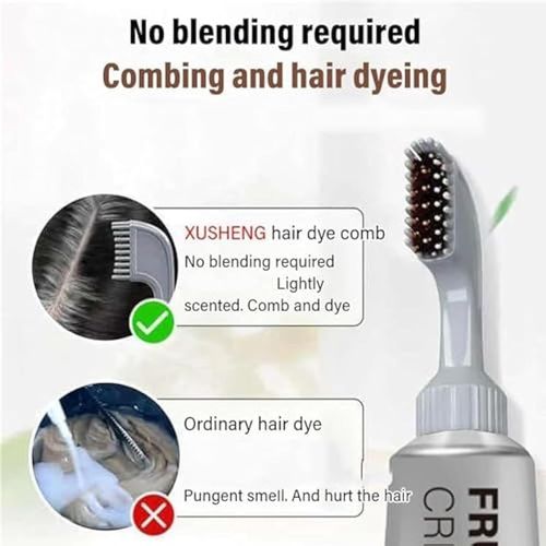 Black Fruit Natural Hair Dye Cream for Grey Hair Coverage - Dark Brown for Men and Women