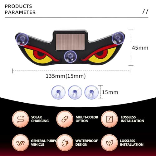 Solar Demon Eye LED Car Wireless Window Light, 4Pack Ambient Warning Lamp